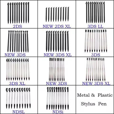 10PCS Metal Telescopic Stylus Plastic Stylus Touch Screen Pen for Nintendo 2DS 3DS New 2DS LL XL New