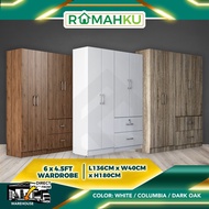 🔥FREE SHIPPING🔥4.5X6FT (2+2) DOORS WARDROBE WITH SHELF / almari baju /kabinet baju / almari baju bud