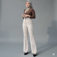 AURORA - Kylie Cutbray Highwaist Pants Women's Premium Semi-Wool Flare Pants