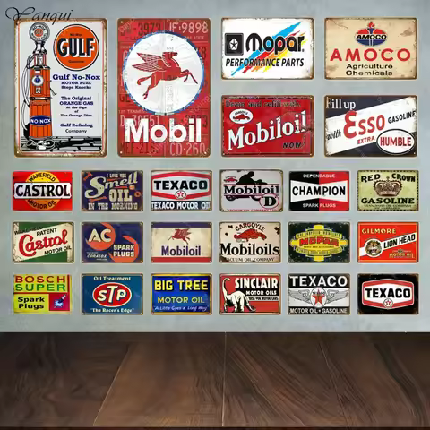 Motor Oil Mobiloil Metal Signs Gasoline Wall Plate Metal Vintage Garage Decor Bar Pub Man Cave Decor