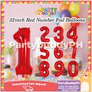 32inch Red Number Foil Balloons PartyBuddyPH