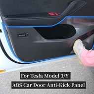 ประตูรถป้องกันแผ่นเตะสำหรับเทสลารุ่น3 2022 ABS แผงป้องกันประตูสติกเกอร์ตกแต่งเทสลารุ่น3 2023เสริม