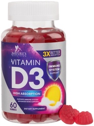 Vitamin D3 5000 iu (125 mcg) - High Potency Vit D3 Gummy Dietary Supplement for Bone, Teeth, Muscle 