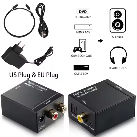 Digital Optical Coax RCA(R/L) Output Digital Audio To 5.1 Coaxial Toslink Digital Signals To Analog 