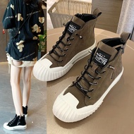Ulzzang Sepatu Boots Korean Flat Martin Boots Warna Hitam//beige Klasik Hak Tebal Untuk Wanita