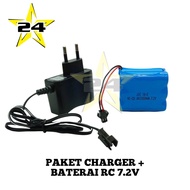 Paket Charger + Baterai RC NI-CD AA 2000mAh 7.2V Soket Hitam Isi 6 PCS Baterai AA