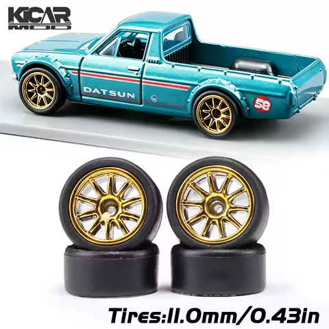 Model Car 1/64 Removable Rubber Slick Tires 11mm Split-Spoke Rims, RLC Premium Wheels for Advan GT (