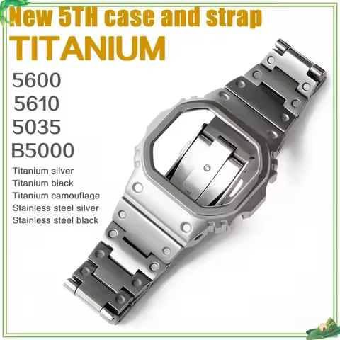 Titanium For Casioak Case 5600 5610 GMW-B5000 5035 Mod Kit Watch Metal Bezel And Strap G5600E GWB560