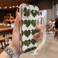 HIJAU Casing hp For Xiaomi Redmi 12 12C 11A Note 12R 5G poco M6 Pro 5G C55 Case Heart Green HangingT