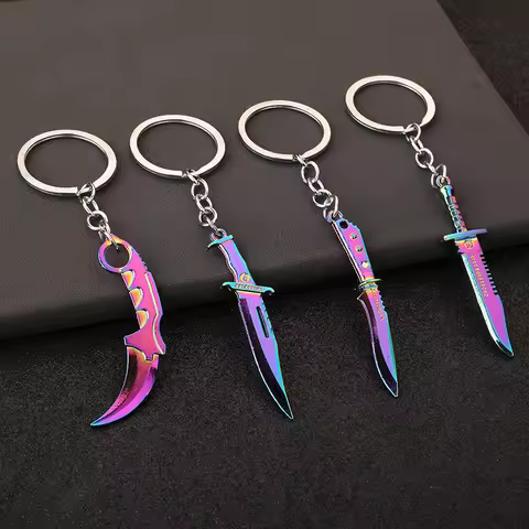 Mini Valorant Melee Reaver 2.0 Karambit Keychain Game Peripheral Samurai Dagger Model Metal Key Ring