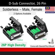[Solderless] Male / Female DB26 D-Sub Solderless Connector, 26 Pin Serial Port Dsub, RS-232 RS232 RS