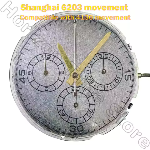 Clone Version 4130 Movement,3.6.9 Chronogrpah,Original Dandong 4130 Movement,Shanghai 6203 Movement,