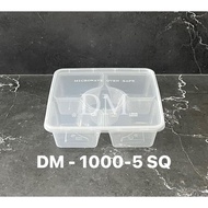 Terlaris Thinwall DM 1000-5 SQ - Bento 1000ml- 5 Sekat Kotak Makan