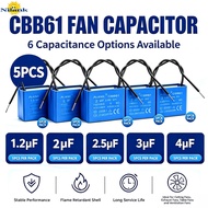 NiLANK CBB61 Fan Capacitor, 5PCS Value Pack, 450VAC, 50/60Hz 1.2uf/1.5uf/2uf/2.5uf/3uf/4uf
