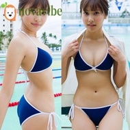 NOVAVIBE Swimsuit Women Simple Biquini Halter Neck Strap Cosplay Female Bathing Suit