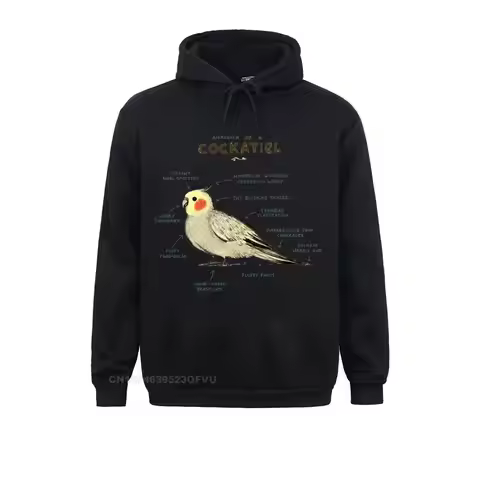 Anatomy Of A Cockatiel Hoodie Biology Schematic Graphic Bird Custom Harajuku Shirts Man Sweahoodies 
