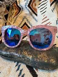 Hachill 藍色水銀鏡 粉紅框太陽眼鏡
