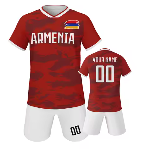 Custom Armenia Soccer Jersey for Kids Boys Girls, Personalized Football Uniform with Printed Name Nu