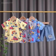 KEMEJA Children's Shirt and Jeans Set Premium Material Racing Car Motif Most Comfortable Boys' Outfi