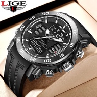 LIGE Sub Brand Foxbox Men Watch Military Army Waterproof Sport Wristwatch Dual Display Digital Quartz Watches For Men + Box