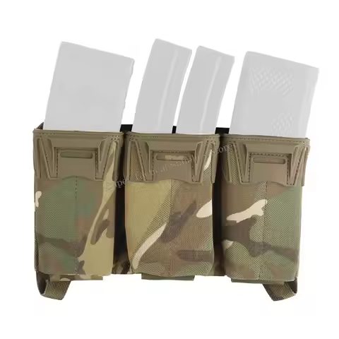 Tactical Multi-Caliber Triple Mag Pouch M4 5.56 7.62x39 PCC 9mm Extended Glock Magazine Front Placar