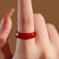 Natural Red Agate Chalcedony Ring Jade Ring Female Ring