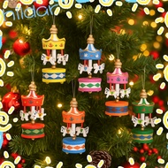 HLAR 6Pcs Christmas Wooden Carousel, Mini Gifts Christmas Handmade Carousel, Decorative DIY Crafts X