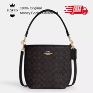 [Luxuco] Coach City Bucket Bag In Signature Canvas CT800 Dark Brown Women Handbag