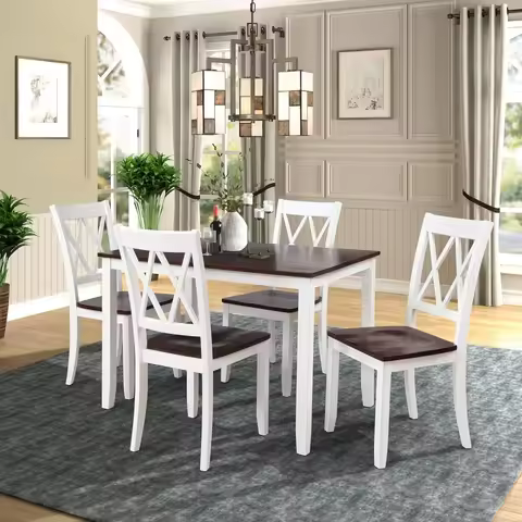 Dining Table Set for 4, Kitchen Table Sets, Wood Dining Table and Chairs Set, Kitchen Room Set, Dini