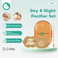 Preferred 2 in One Day&Night Baby Pacifier Set Food Grade Silicone Newborn Soother with Storage Box 