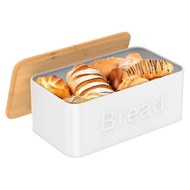 White Bread Box Metal Toast Container for Homemade Bread Loaf Sourdough 13" x 7" x 5.5" SHOPCYC6575