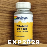Solaray Vitamin D3K2 D3 + K2 5000 IU 50mcg Contents 60 Veg Capsules
