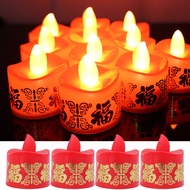 6/1Pcs Spring Festival Wedding Decoration Candles LED Flameless Candle Light with Fuzi New Year Home Decor
