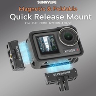 SUNNYLIFE For DJI Osmo Action 4 3 Magnetic Quick Release Mount Adapter Foldable For DJI Osmo Action 