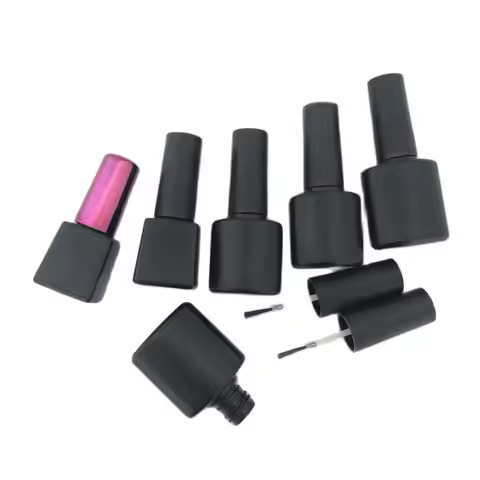 50pcs 5ml 8ml 10ml Nail Polish Bottle Balck Empty Nail Gel Bottle with Brush Plastic Nail Beauty Con