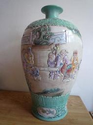 [ 廣緣-陶瓷器 ] 雕瓷粉彩花瓶