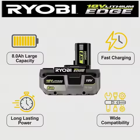 100% original RYOBI ONE+ 18V 4.0Ah replaceable large-capacity lithium-ion battery, suitable for all 