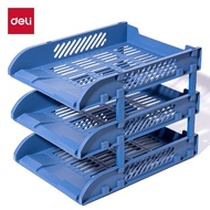 Deli9217ES Three-Layer File Tray File Rack Plastic Data Tray File Holder Detachable Stand File Frame