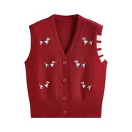 thom.browne High quality correct logo tb womens early autumn new college style puppy embroidered kni