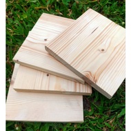 Wood plank square. 20 cm by 20 cm by 1.3 cm. smooth on all sides.