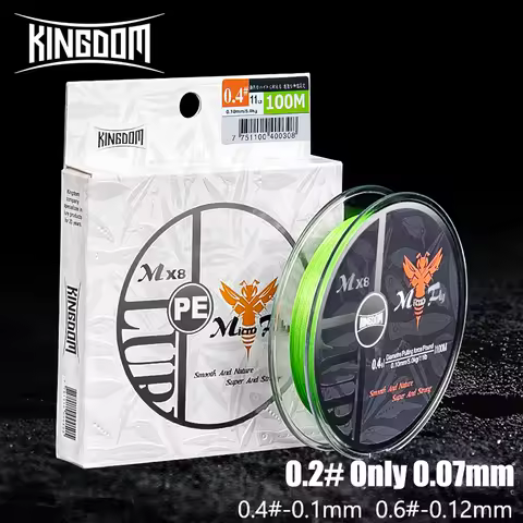 Kingdom Microfly 4 Strands Braided PE Fishing Line 0.2# 0.4# 0.6# 100m 9-12 LB High Quality Casting 