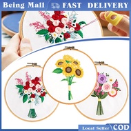 20CM Embroidery Kit Beginner Flowers and Grass Handmade Sewing Kit Set