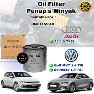 Oil Filter Audi Volkswagen Golf MK7 1.4 Scirocco 1.4 Audi A3 1.4 (2013 Year) 04E115561H