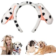 D-Fokes Headband Telinga Anjing Dalmatian, Aksesori Kepala Telinga Anak Anjing, Headband Penutup Tel