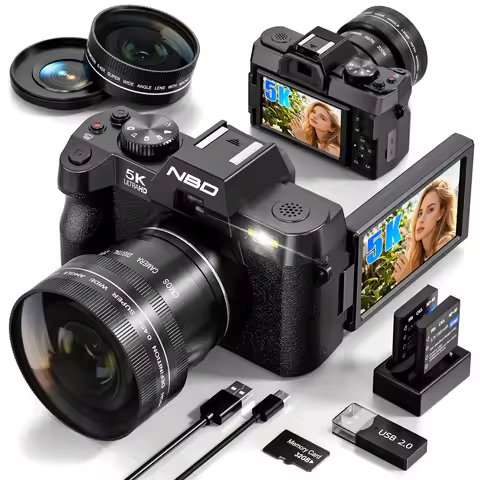 NBD S100F Digital Camera 64MP&5K Vlog Camera 3" Flip Screen for Selfie Camcorder Video Camera with 1
