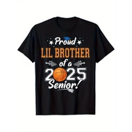 Proud Lil Brother of A 2025 Senior Graduate Basketball T-Shirt, Proud T-Shirt, Honor Souvenir Tee, F