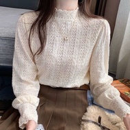 QC 3p collar sleeveless lace shirt