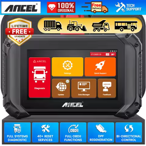 ANCEL V5 HD 24V Scanner Heavy Duty Truck Scanner Bidirectional Diesel Diagnostic ECU Coding DPF Full