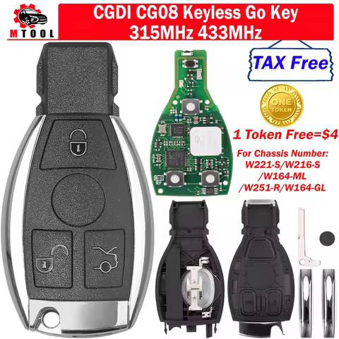 CGDI CG MB 08 Version Keyless Go Key For Mercedes Benz W164 W221 W216 W251 2005-2010 315/433MHz Supp
