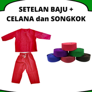 SETELAN BAJU PANGSI ANAK PAKAIAN ADAT BETAWI PAKET LENGKAP DAPAT PECI SELENDANG BATIK DAN SABUK HABI
